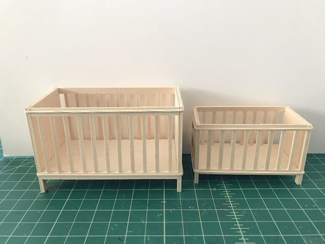 unfinished dollhouse cribs in 1:12 and 1:16