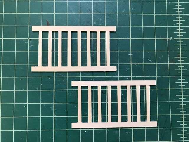 completed dollhouse crib railings with slats