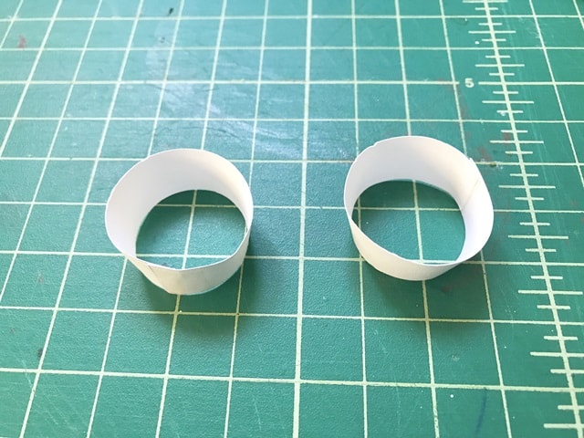 two angled bowl cardstock shapes
