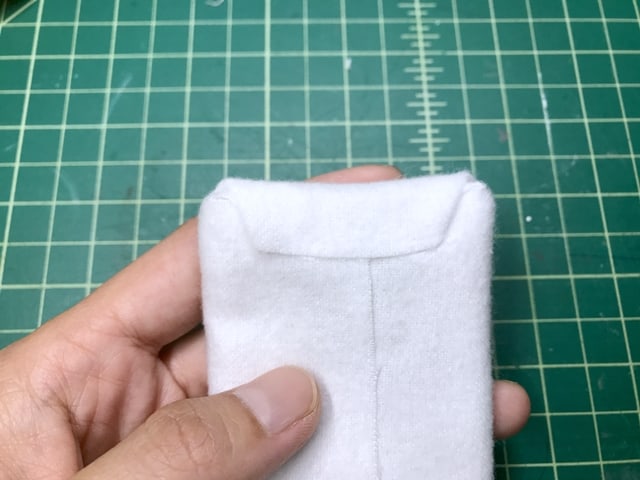 fabric flap is folded over