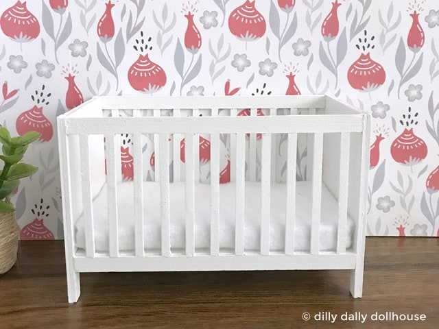 dollhouse miniature crib with mattress