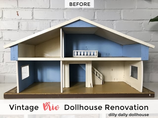 vintage Brio dollhouse renovation before starting