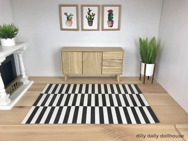 modern dollhouse rug in living room