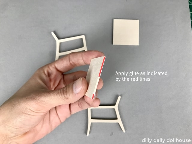 glue applied to seat back of the chair