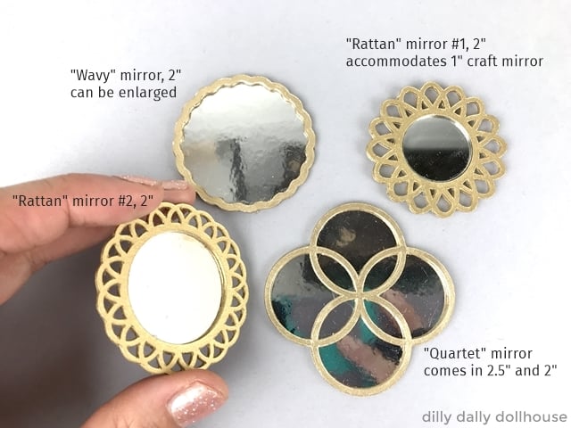 a group of handmade dollhouse mirrors made of cardstock