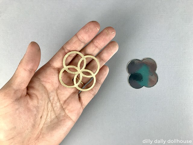painted cardstock frame of miniature mirror
