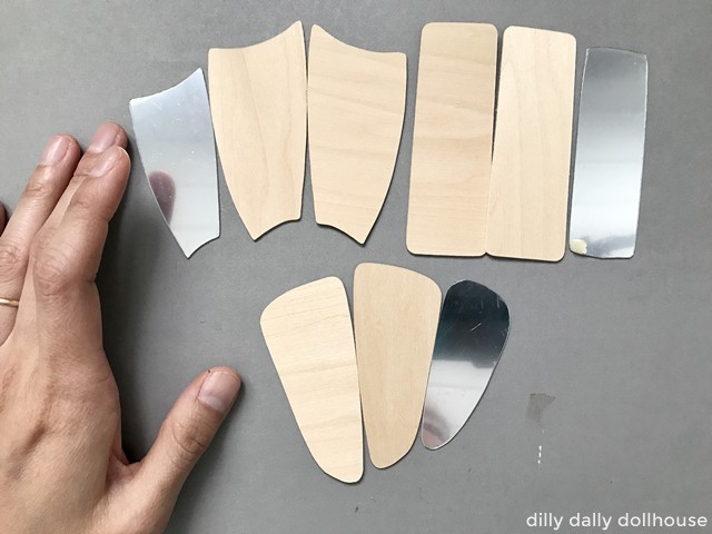 pieces to make mid-century dollhouse mirrors