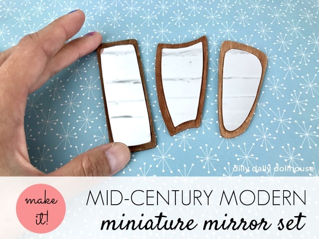 mid-century miniature mirrors with wallpaper