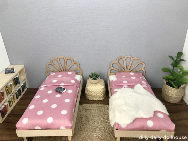 pair of dollhouse peacock bed