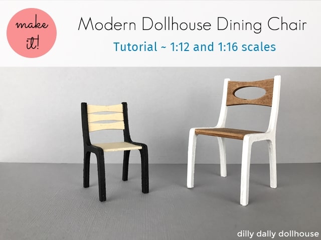 modern dollhouse dining chairs in 1:12 and 1:16 scales