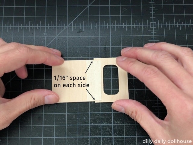 preparing the oven door hinge of dollhouse stove