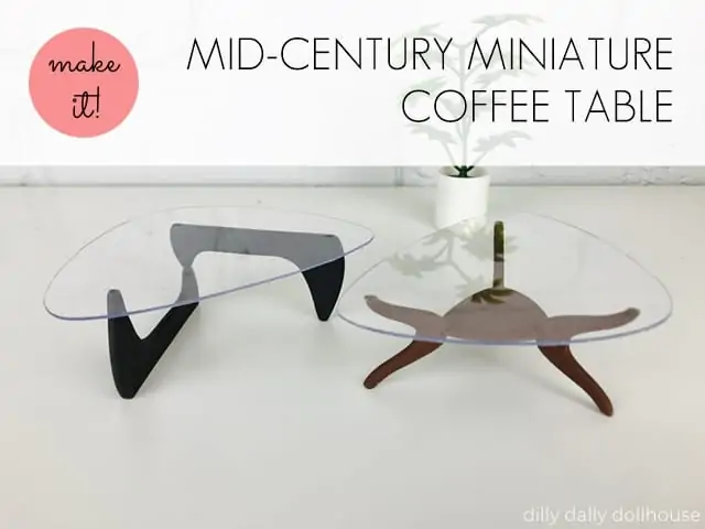 mid-century miniature coffee tables in 12th scale