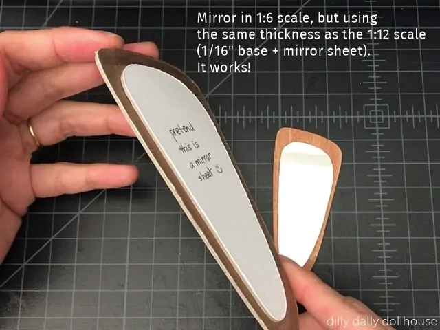 miniature mirror converted from 1:12 to 1:6 scale