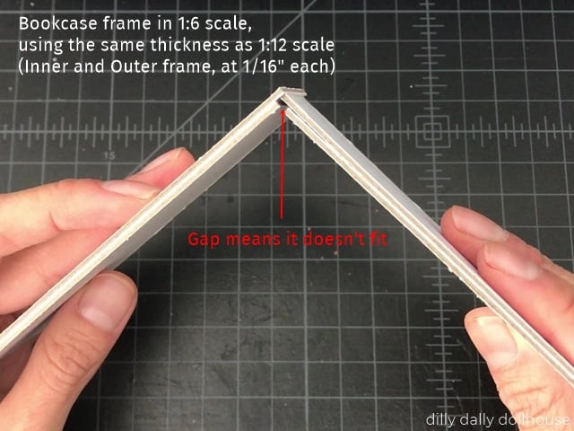 miniature bookcase without doubling material thickness