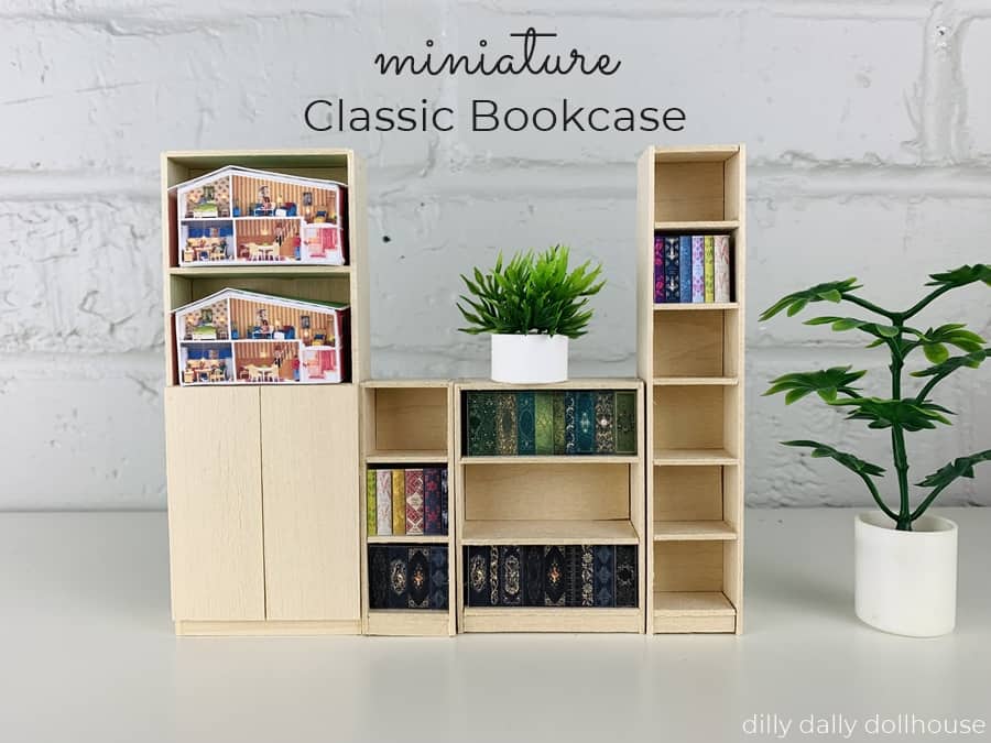 DIY Dollhouse Bookcase Woodworking Plans + Printable Furniture