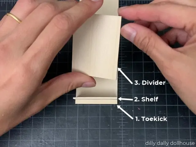 assembly process of dollhouse bookcase